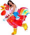 Inflatable Rooster Costume with LED Lights, Blow Up Full Body Chicken Costume for Adults, Funny Light Up Fancy Dress for Halloween Carnival Easter Party Cosplay