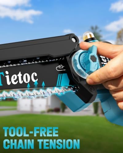 TIETOC 2-in-1 Brushless Pole Saw for Tree Trimming – 8" Mini Electric Chainsaw with 2×4000mAh Batteries, Auto Oiling, Tool-Free Adjustment,Cordless Battery Powered Saw for Home Garden Branch Cutting