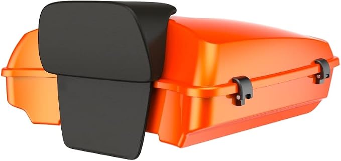 Advanblack Road Glide Tour Trunk Pack Wicked Orange Pearl Razor Tour Trunk Pack Backrest Pad for '97-'25 Harley Touring Road King Street Glide Electra Glide CVO models