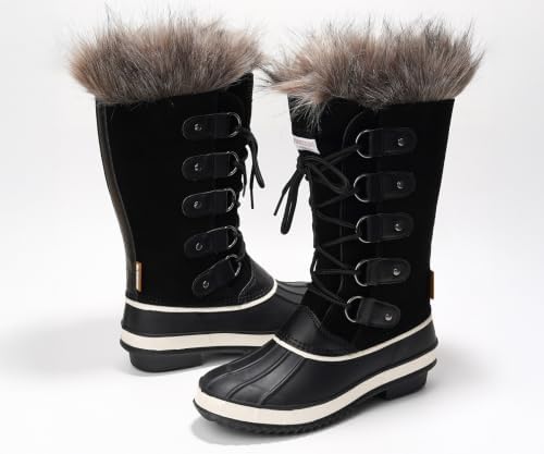 Project Cloud 100% Genuine Leather Waterproof Fur Snow Boots for Women
