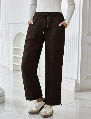 Flygo Women Winter Pants Lightweight Quilted Puffy Baggy Snow Pants