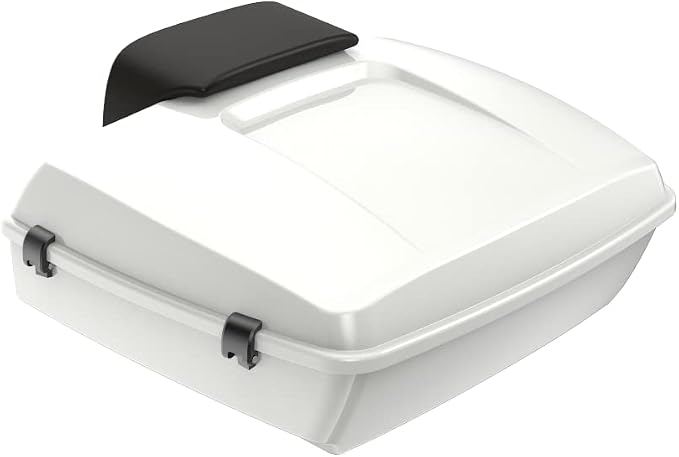 Advanblack Road Glide Tour Trunk Pack Stone Washed White Pearl Chopped Tour Trunk Pack Backrest Pad for '97-'25 Harley Touring Road King Street Glide Electra Glide CVO models