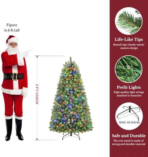 Alupssuc 5ft Classic Spruce Artificial Prelit Christmas Tree