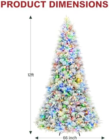 Hykolity 12ft Prelit Christmas Tree with 850 Warm White & Multicolor LEDs