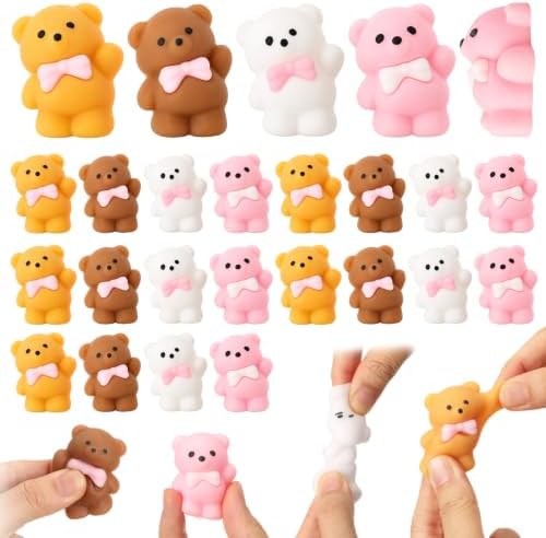Thenshop 20 Pcs Bear with Pink Bow Balls 4 Colors Coquette Party Favors