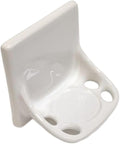 Ceramic Toothbrush Holders for Bathrooms Over Tile Wall Mount Flat Back Tumbler Toothpaste Tooth Brush Paste Shower (White Glossy)