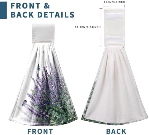 Purple Lavender Flower Hand Towels for Bathroom Set of 2 Watercolor Floral Hanging Dish Towels Spring Summer Kitchen Towel with Hanging Loop Fingertip Small Bath Tie Towel for Guest Decor