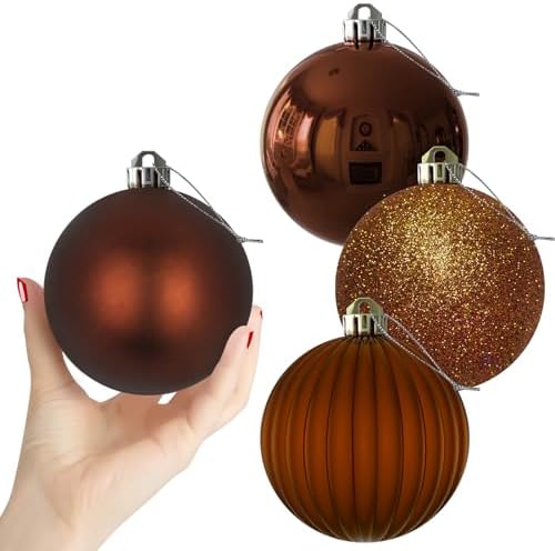 Bronze 4.0" Large Christmas Balls - Christmas Tree Decoration Ornaments Shatterproof Hanging Balls for Birthday Halloween Holiday Wedding Decorations Set of 4pcs