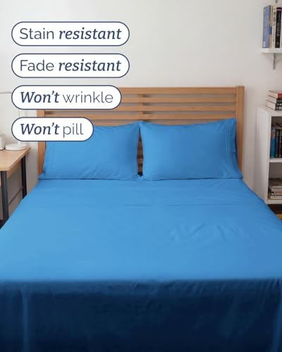 Full XL Sheets - 4 Piece Full XL Sheet Set - Cool & Breathable - Royal Blue