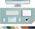 AFIING Leather Desk pad Protector, Light Blue, 35.4" x 17"