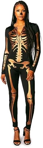 Tipsy Elves Sexy Halloween Skeleton Bodysuit for Women - One Piece Costume