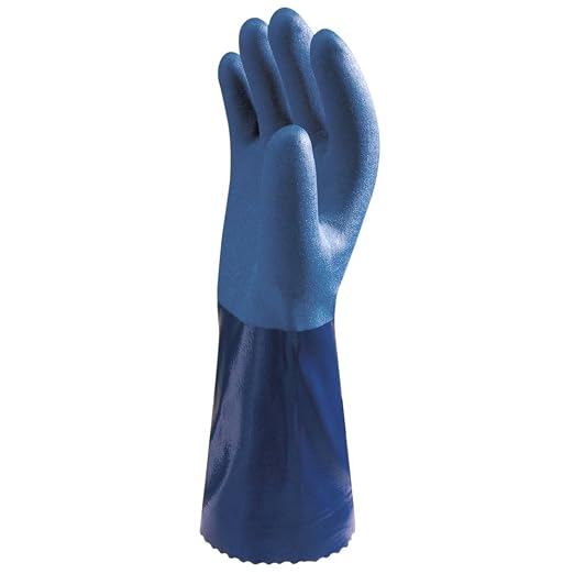 SHOWA CS720 Double Coated Nitrile Chemical Resistant Safety Gloves with Poly Liner, Food Safe, 12" Length, XX-Large (12 Pair)