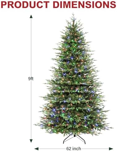Hykolity 9 ft Prelit Christmas Tree with 600 Multicolor LEDs