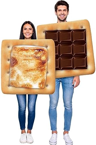 2 Pcs Halloween Couple Costume Marshmallows and Chocolate Tunic Costume