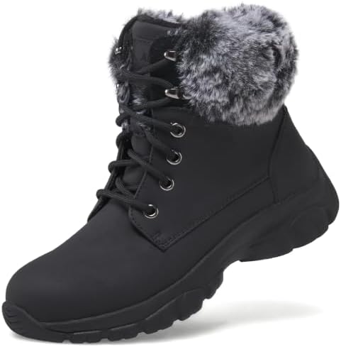 ANJOUFEMME Womens Winter Snow Hiking Boots Fur Lined Lightweight Warm Shoes