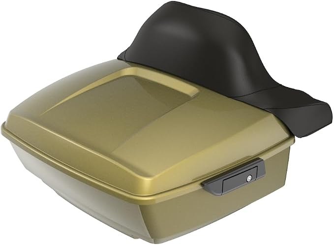 Advanblack Road Glide Tour Trunk Pack Olive Gold King Tour Trunk Pack Luggage +Wrap-Around Backrest Pad for '97-'25 Harley Touring Road King Street Glide Electra Glide CVO models
