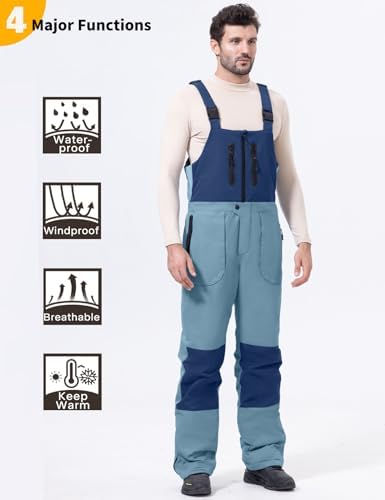 GEMYSE Men's Insulated Ski Bib Overalls Waterproof Snow Pants