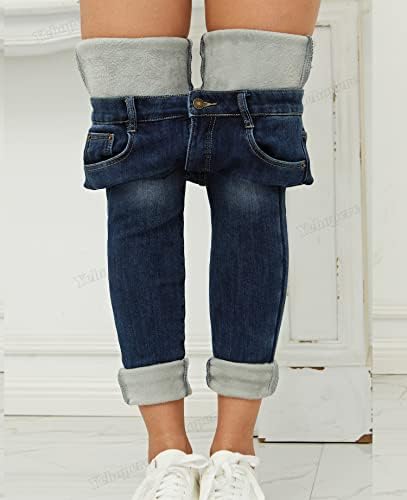 Yehopere Women's Winter Fleece Lined Jeans Slim Fit Warm Skinny High Waist Denim Jean