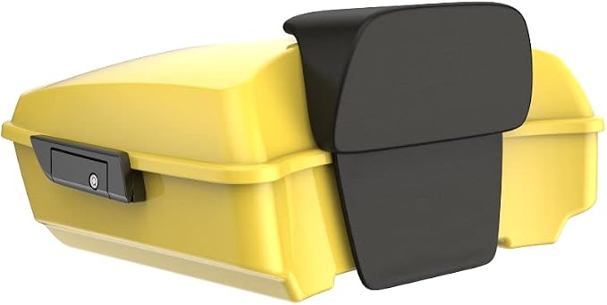 Advanblack Industrial Yellow Chopped Tour Trunk Pack Pak Trunk Backrest Pad for '97-'25 Harley Touring Road King Street Glide Electra Glide CVO models