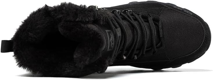 QUH Winter Snow Boots Waterproof Military Training Fur Lined Anti Slip Warm Boots Thickened Cotton Walking Ankle Boots For Man