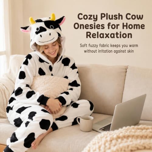 Snug Fit Unisex Adult Onesie Pajamas, Flannel Cosplay Animal One Piece Halloween Costume Sleepwear Homewear