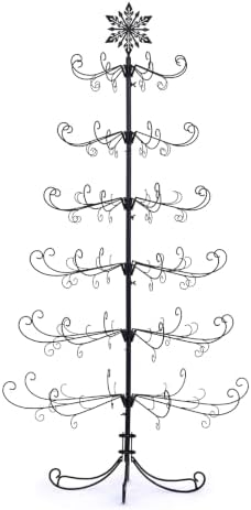 VINGLI 6FT Metal Christmas Ornament Tree, Wrought Iron Display Stand Black