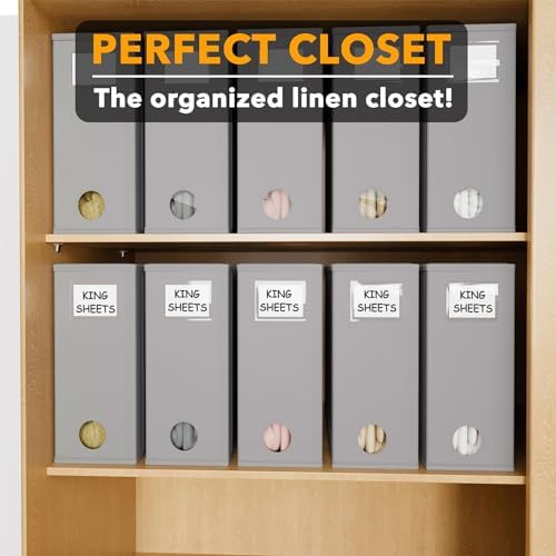 SpaceAid 10 Pack Bed Sheet Organizers and Storage, Foldable Sheet Organizer for Linen Closet, Sheets Set Folder Keeper with Window XL (Queen & King Size) Organizing Bedding Container, Gray