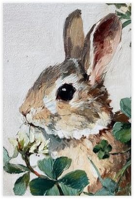 JDBeehpy Oil Painting Art Animal (Unframed, Canvas Only) Wall Decoration Rabbits Alfalfa Plants Printed Posters Farmhouses Rural Cottages Living Rooms Gifts for Her or Him 24x36inch(60x90cm)