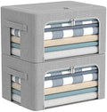 Clothes Storage Bins with Metal Frame, Clear Window, 22L, Light Grey,2-Pack