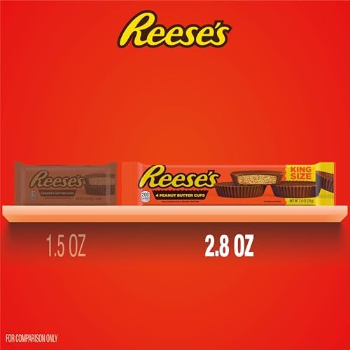 REESE'S Milk Chocolate King Size Peanut Butter Cups, 2.8 oz, 24 Ct