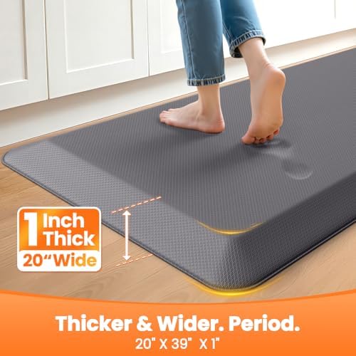 1-Inch Thick Anti-Fatigue Mat for Kitchen and Standing Desk, 20"x39", Grey