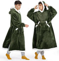 Bedsure Wearable Blanket Hoodie, Long Hooded Blanket Sweatshirt as Christmas Birthday Gifts for Men, Cozy Sherpa Hoodie for Adult, Oversize, Olive Green