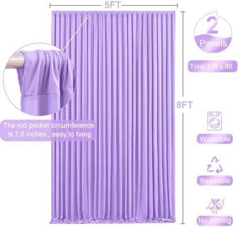 Lavender Backdrop Curtain for Parties Wedding Wrinkle Free Light Purple Photo Curtains Backdrop Drapes Fabric Decoration for Baby Shower Photoshoot 5ft x 8ft,2 Panels