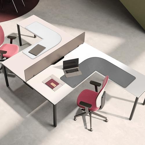 Chihein L-Shaped PU Leather Desk Pad (41.3” + 41.3”) x 12.99”(Gray/White)