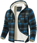 GEEK LIGHTING Men's Flannel Shirts Jacket Sherpa Lined Plaid Zipper Hoodie
