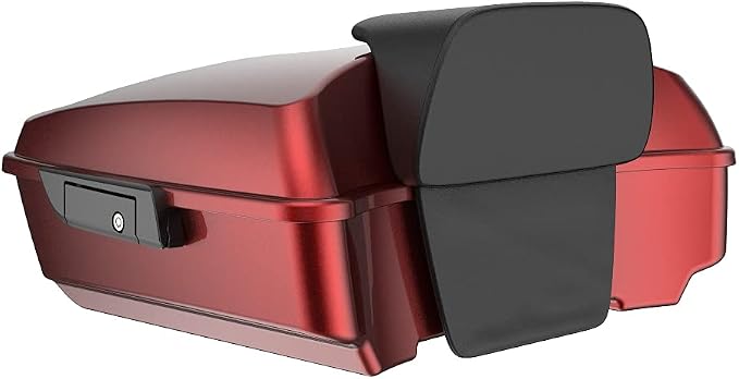 Advanblack Road Glide Tour Trunk Pack Hard Candy Hot Rod Red Flake Chopped Tour Trunk Pack Backrest Pad for '97-'25 Harley Touring Road King Street Glide Electra Glide CVO models