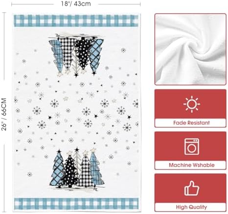 Artoid Mode Blue Snowman Christmas Kitchen Towels Set of 4 18x26 Inch