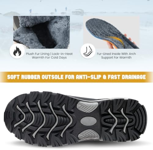 ANGRYRAM Winter Steel Toe Boots for Men Women Safety Construction Shoes
