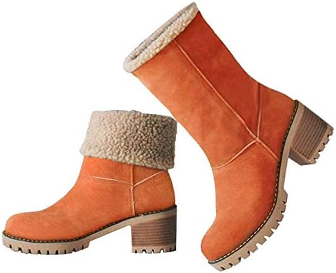 VIMISAOI Mid calf Winter Boots for Women Warm Ankle Snow Chunky Heel Boots