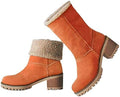 VIMISAOI Mid calf Winter Boots for Women Warm Ankle Snow Chunky Heel Boots