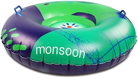 monsoon [Glider] Luxury Snow Tube for Sledding Heavy Duty Sleds with Handles for Adults - Green