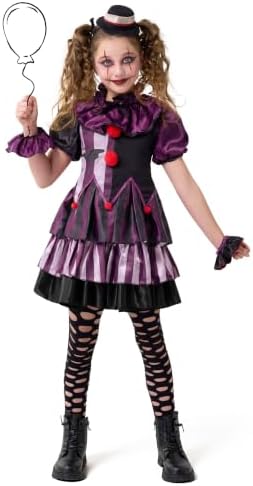 Spooktacular Creations Girls Scary Clown Costume, Kids Halloween Costume, Twisted Clown Dress for Girls