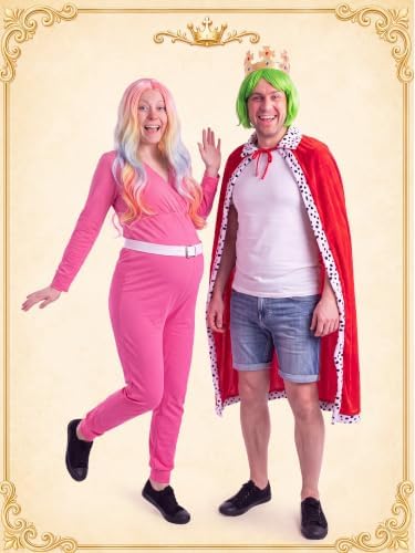 7 Pcs Halloween King and Queen Costume for Couples Cosplay