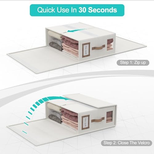 6 Pack Bed Sheets Organizers And Storage,Sheets Set Folder Keeper with Handle,Foldable Bedding Storage Box For Linen Closet,Duvet Cover(Cal King Size-5.2 Gal,White)
