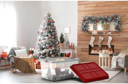 Holiday Storage Bins Clear 72Qt Stackable 6-Pack