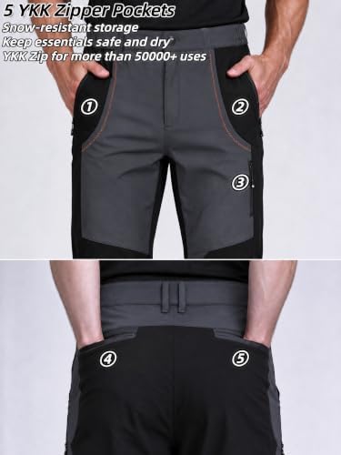 Mens Snow Ski Pants Waterproof Insulated Zipper Bottom Leg