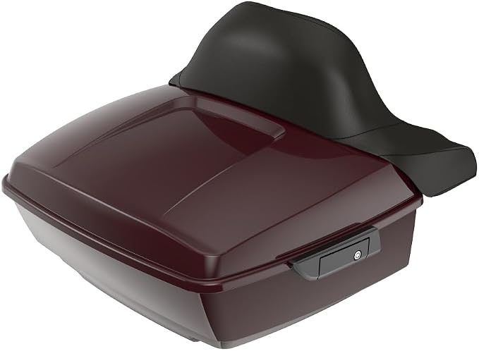 Advanblack Road Glide Tour Trunk Pack Billiard Burgundy King Tour Trunk Pack Luggage +Wrap-Around Backrest Pad for '97-'25 Harley Touring Road King Street Glide Electra Glide CVO models