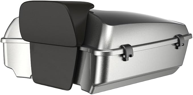 Advanblack Road Glide Tour Trunk Pack Mercury Silver Chopped Tour Trunk Pack Backrest Pad for '97-'25 Harley Touring Road King Street Glide Electra Glide CVO models