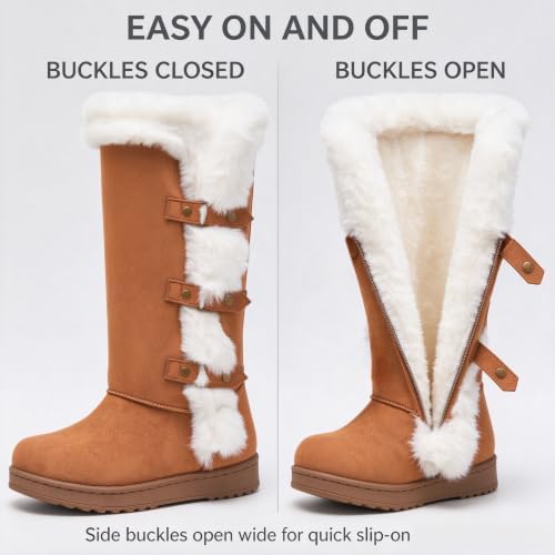Women's Mid Calf Furry Snow Boots Warm Winter Boots