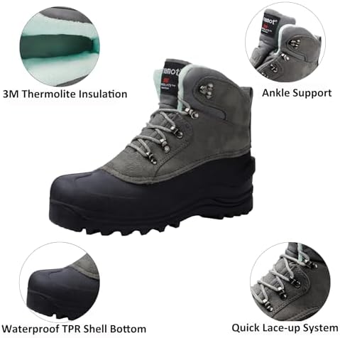 riemot Waterproof Insulated Winter Snow Boots for Men and Women
